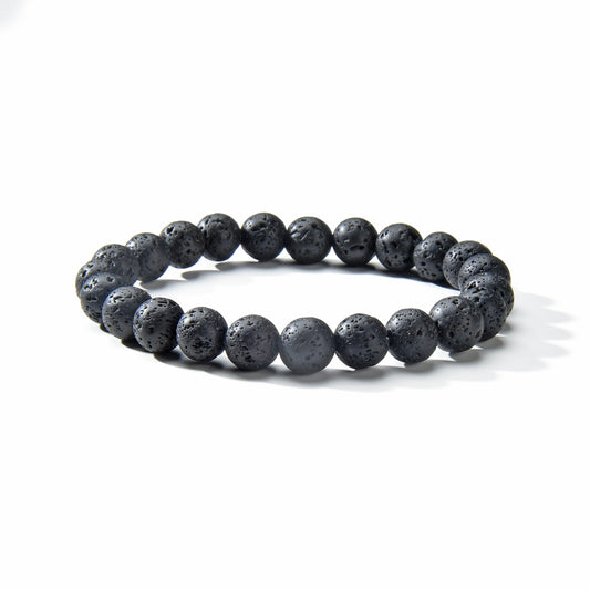 Lava Stone Round Beads Bracelet 8mm