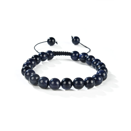 Blue Sand Stone Round Beads Slide Bracelet 8mm