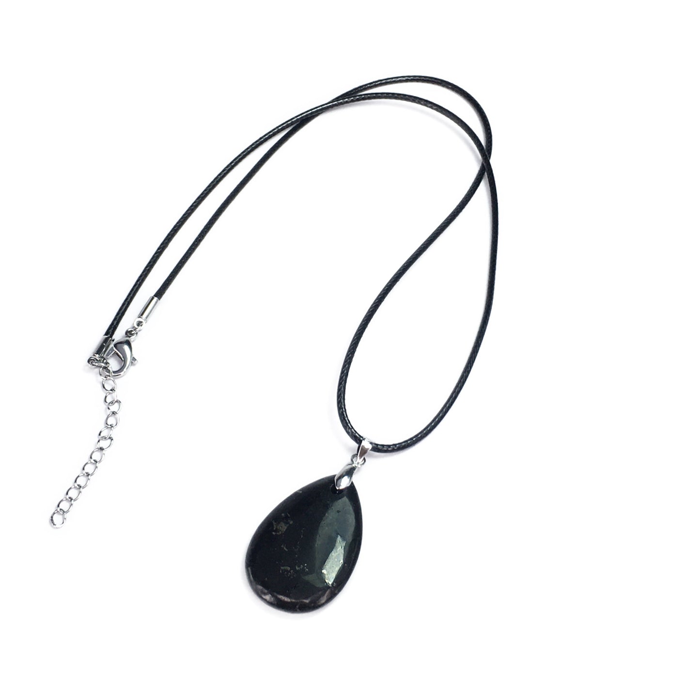 Shungite Pear Shape Pendant 20X30mm With Leather Cord Necklace