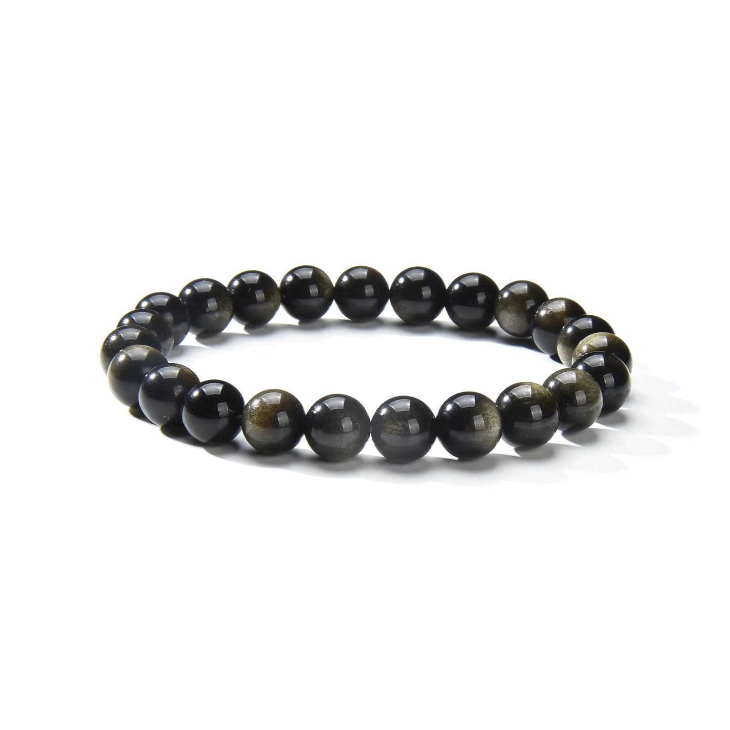 Gold Obsidian Round Beads Bracelet 8mm