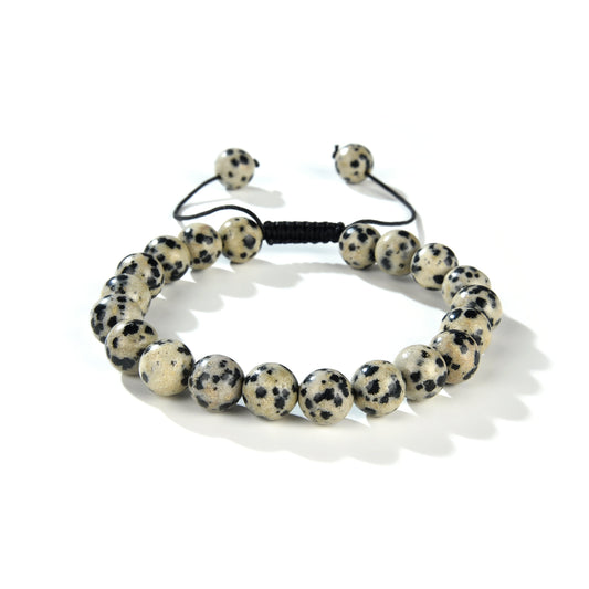 Dalmation Jasper Round Beads Slide Bracelet 8mm
