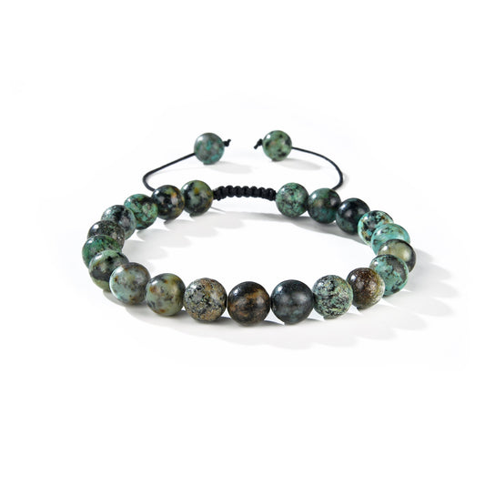 African Turquoise Round Beads Slide Bracelet 8mm