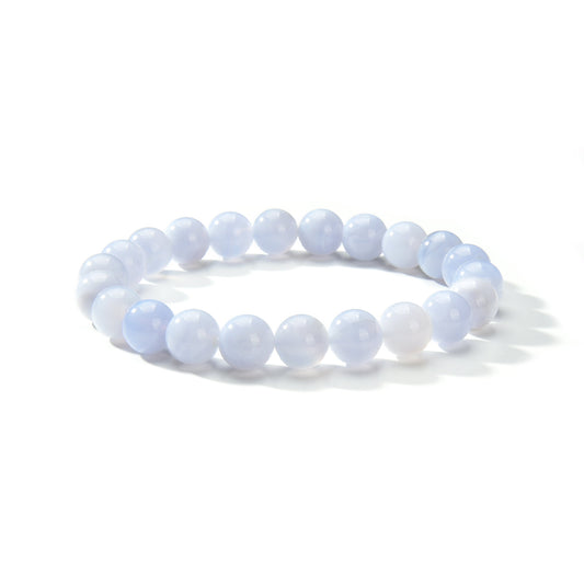 Blue Lace Agate Round Beads Bracelet 8mm
