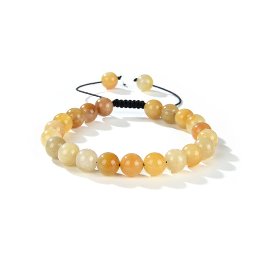 Yellow Jade Round Beads Slide Bracelet 8mm