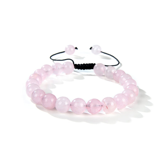 Rose Quartz Round Beads Slide Bracelet 8mm