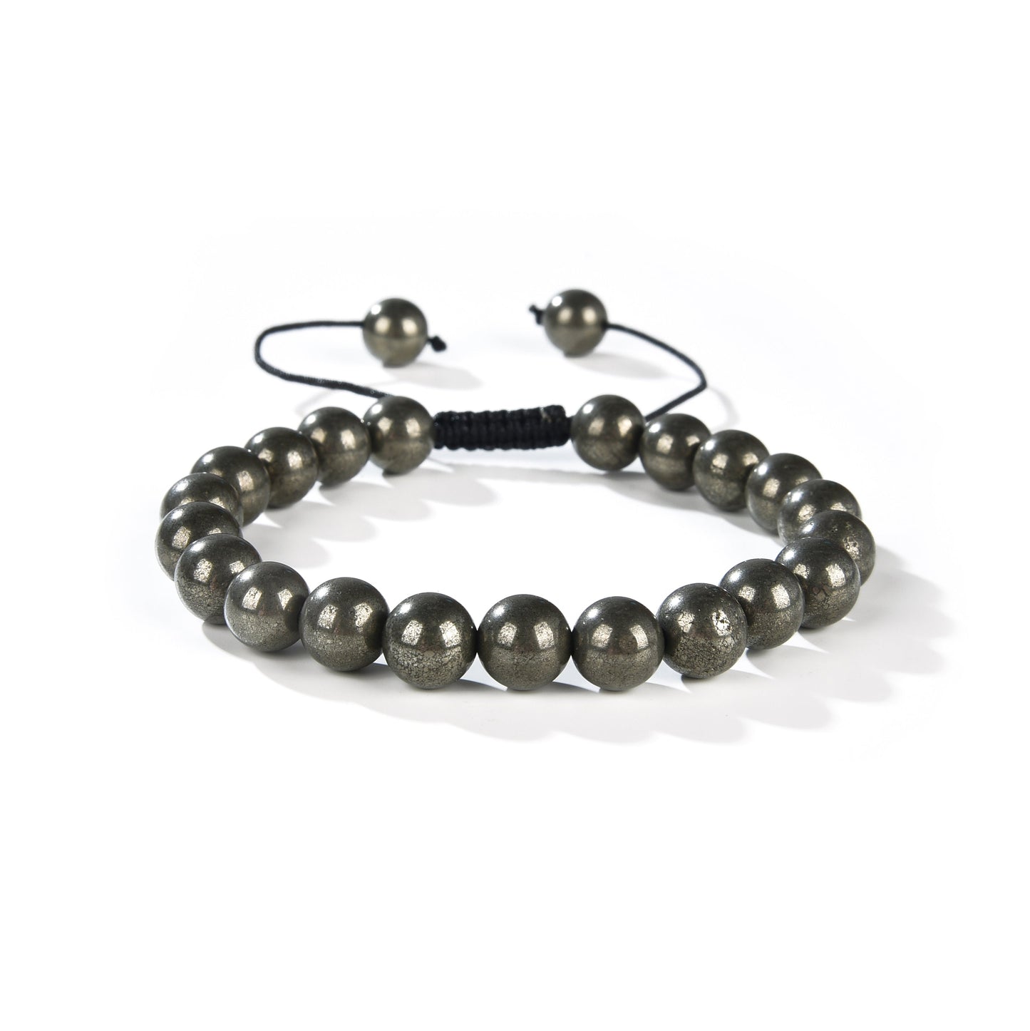 Pyrite Round Beads Slide Bracelet 8mm