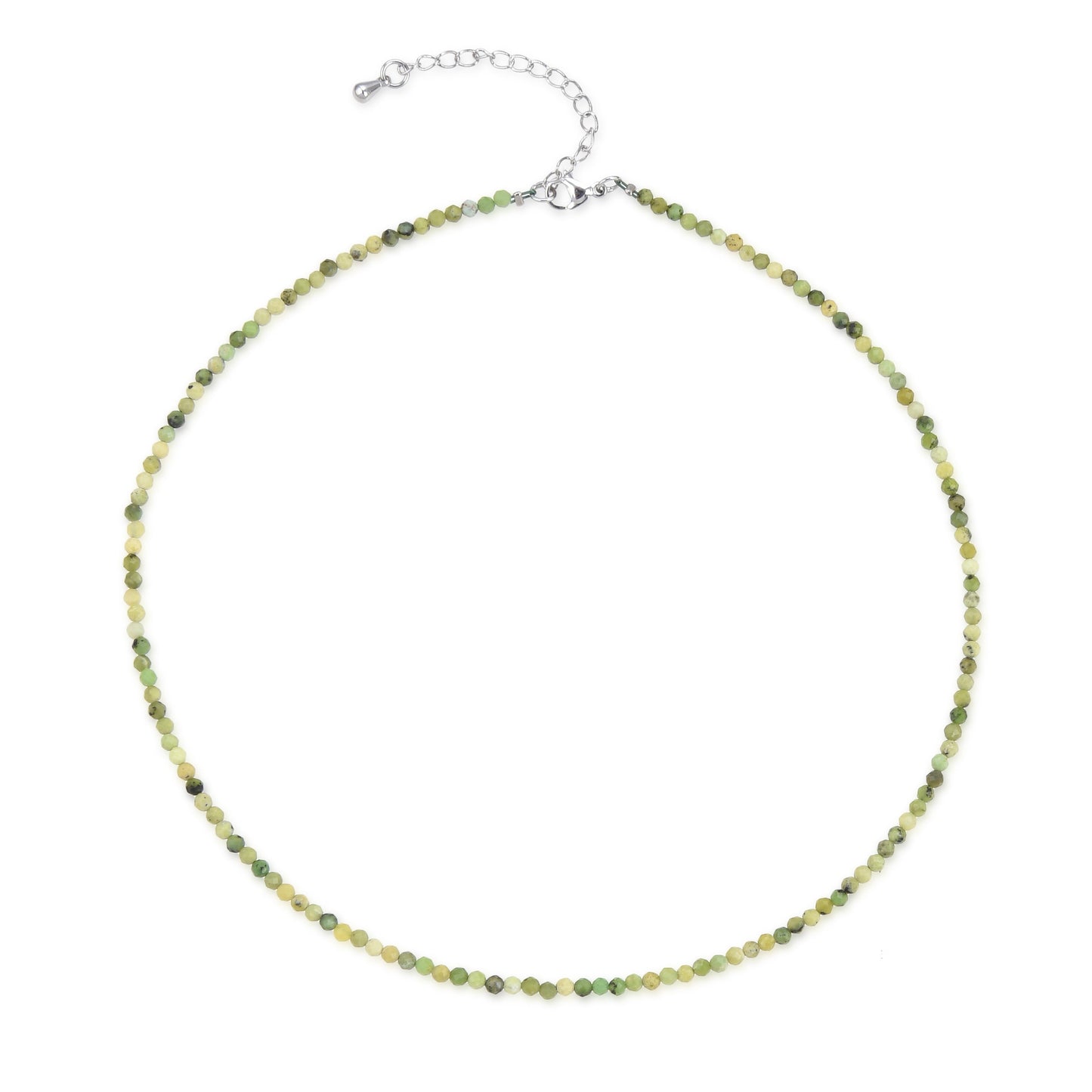 Yellow Turquoise Super Precision Cut  Faceted Rounds 2mm Necklace